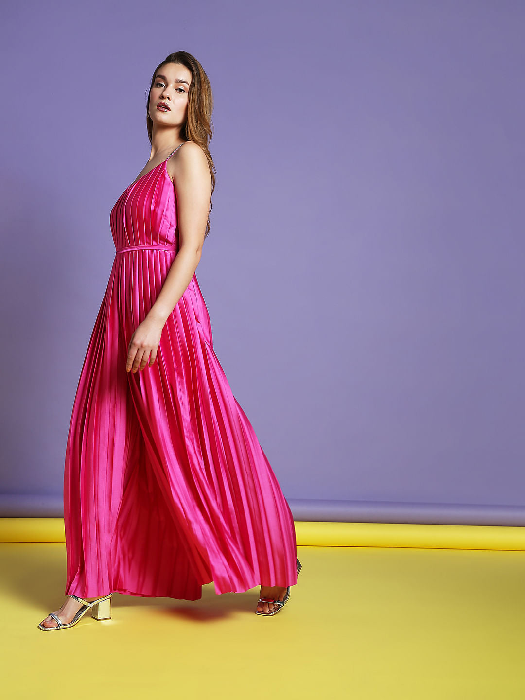 Marquee Pink Pleated Jumpsuit
