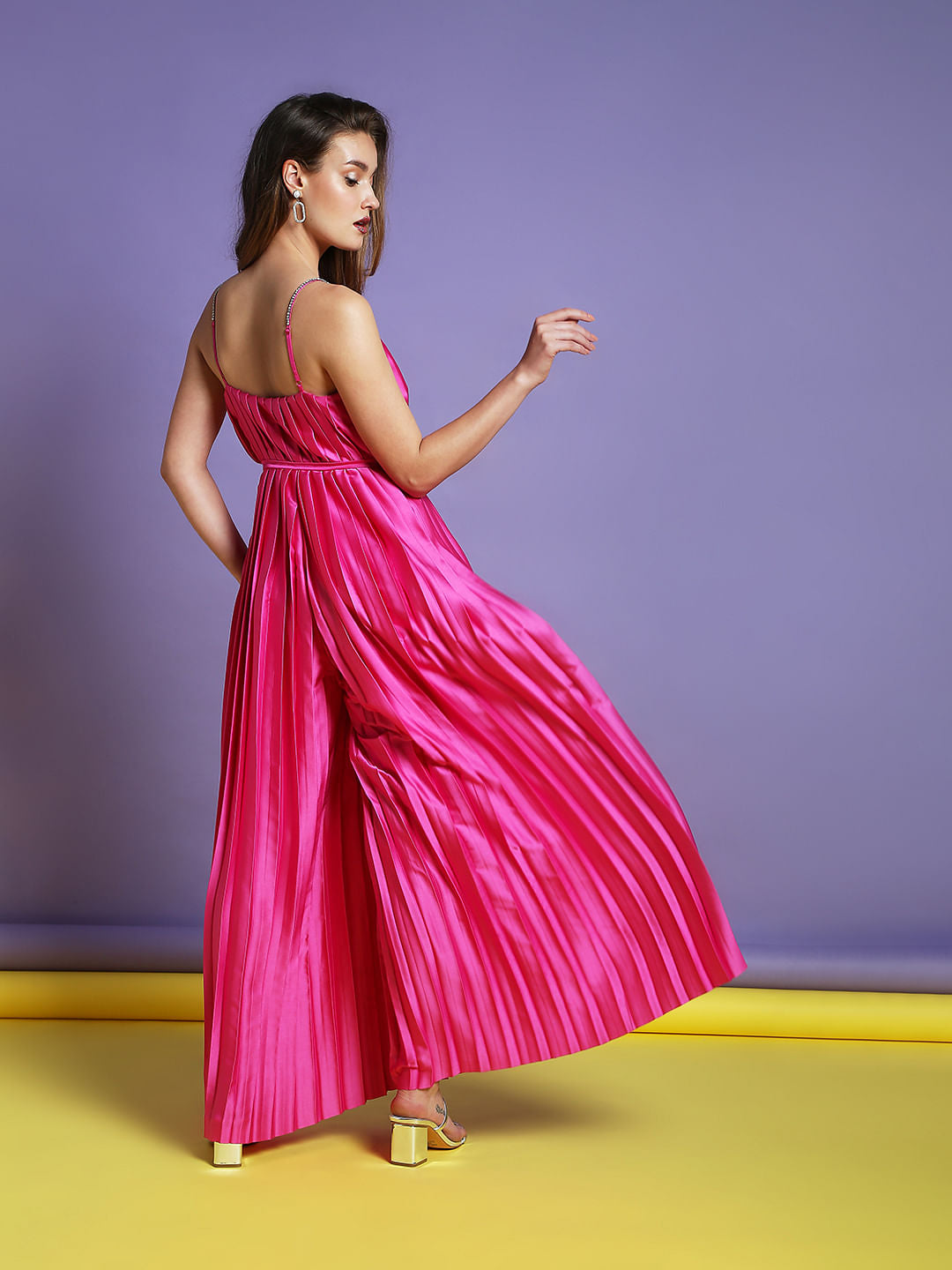 Marquee Pink Pleated Jumpsuit