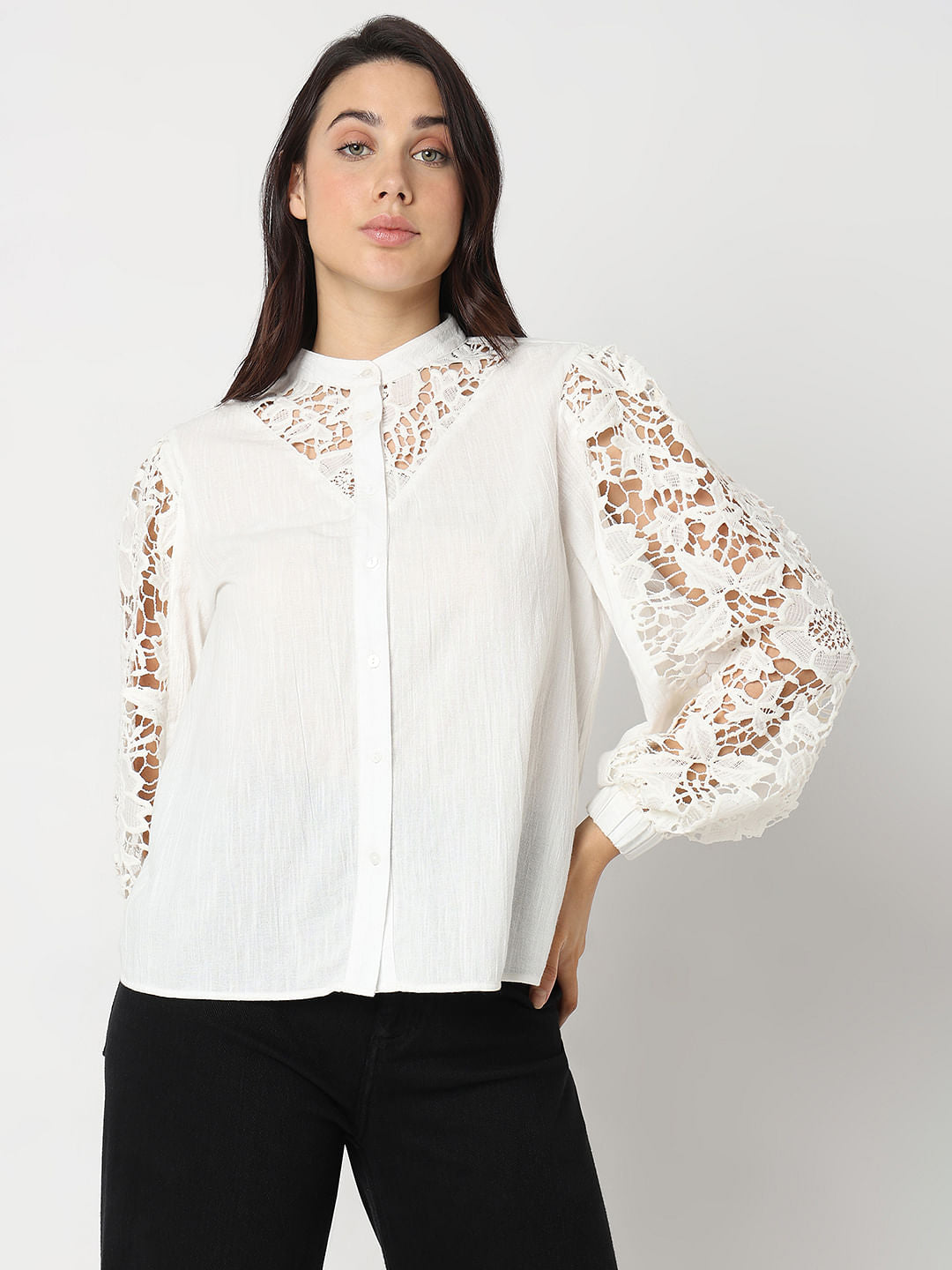 White Lace Cotton Top