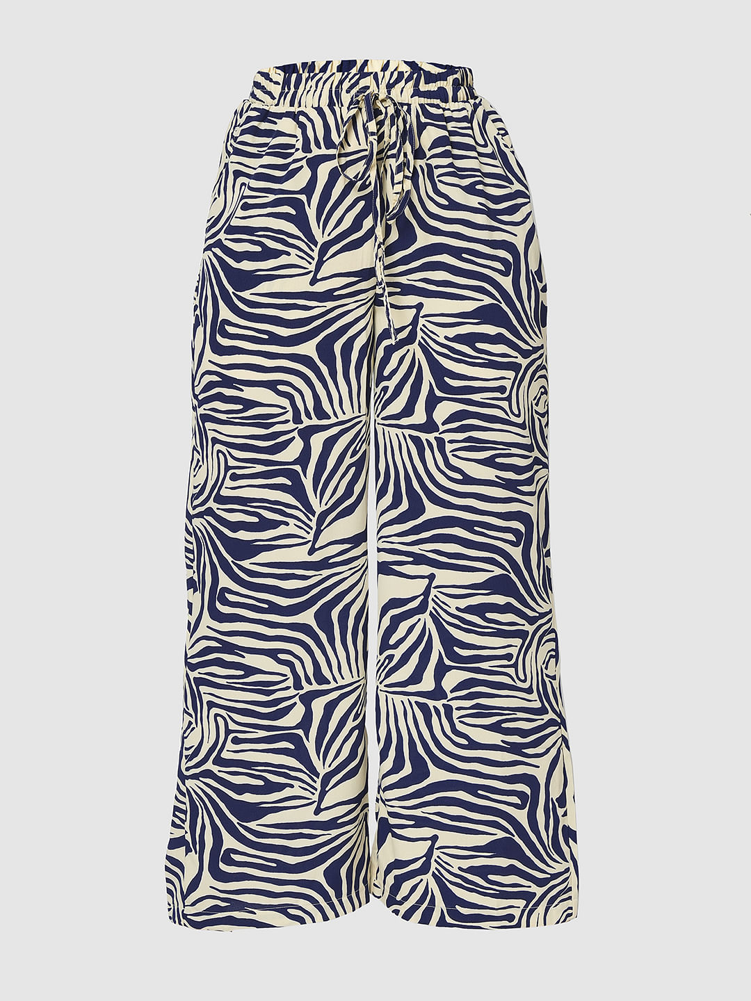 I.Scenery By Vero Moda Off-White High Rise Printed Pants