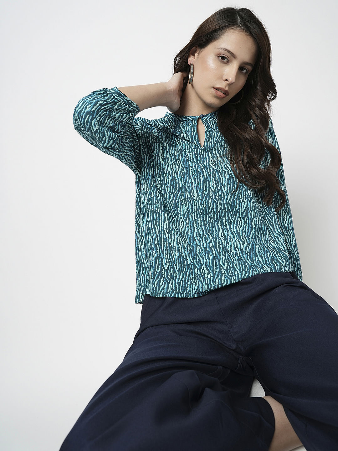 I.Scenery By Vero Moda Green Printed Top