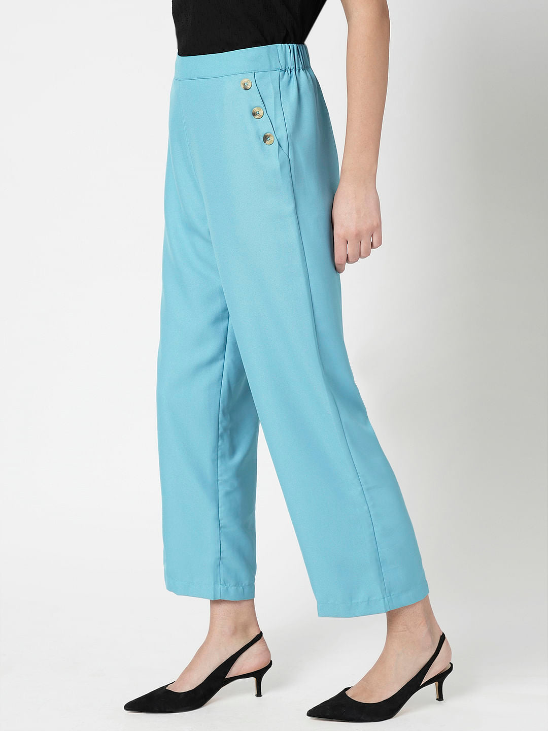 I.Scenery By Vero Moda Blue High Rise Slip On Pants