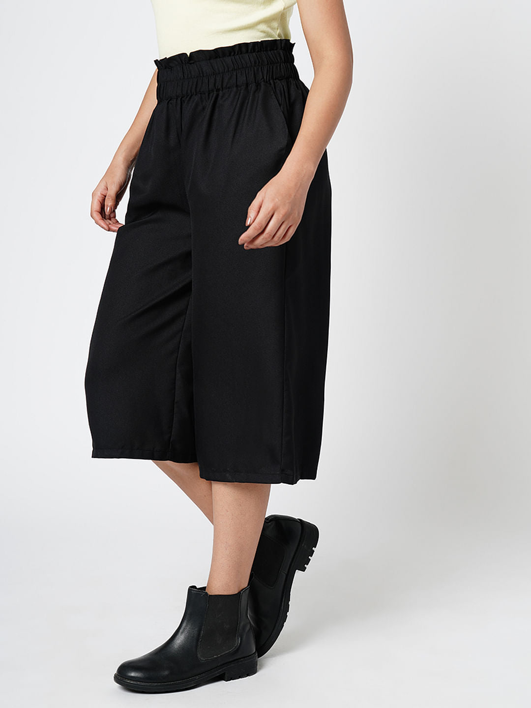 I.Scenery By Vero Moda Black High Rise Culottes