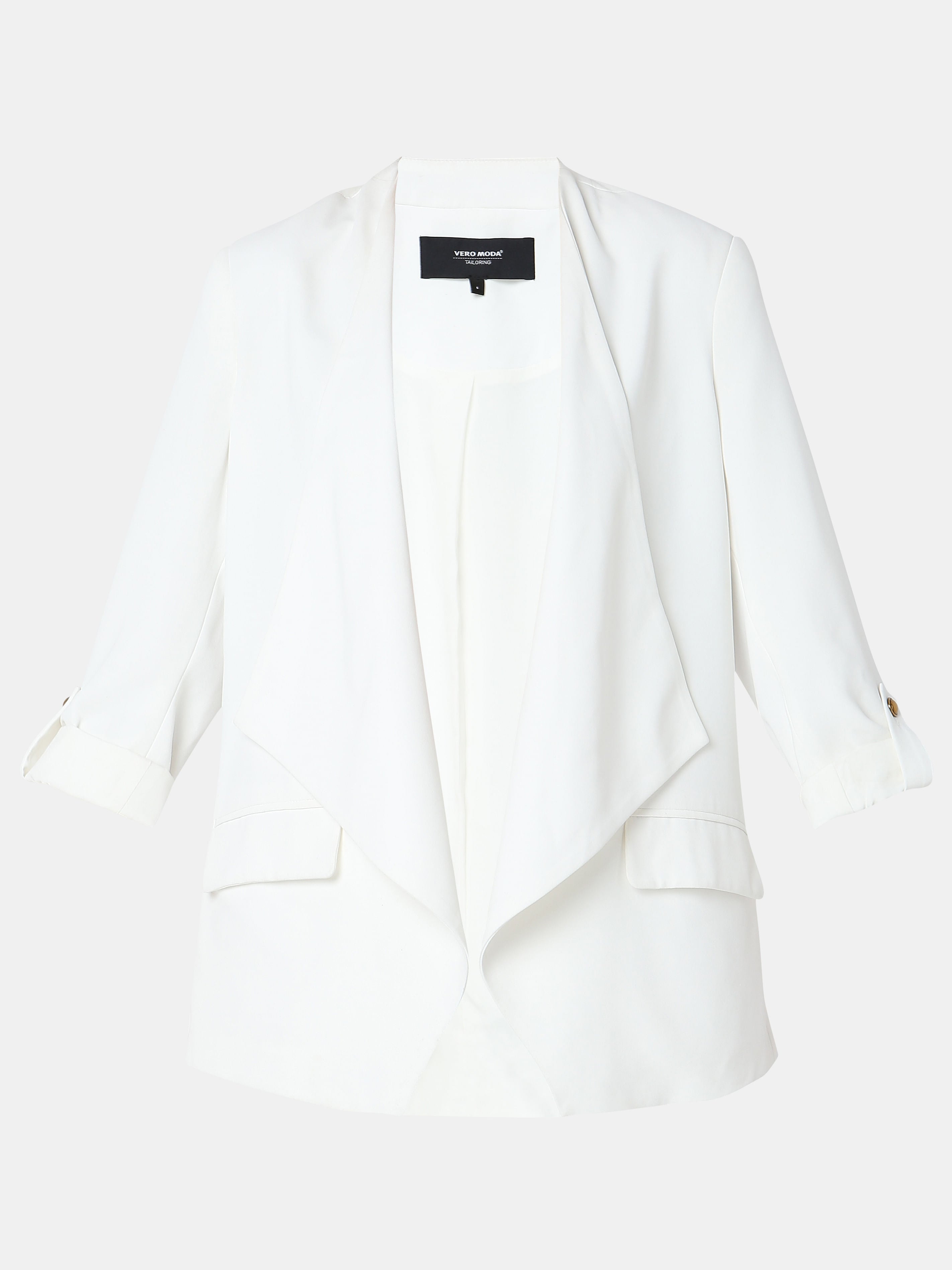 White Waterfall Collar Blazer