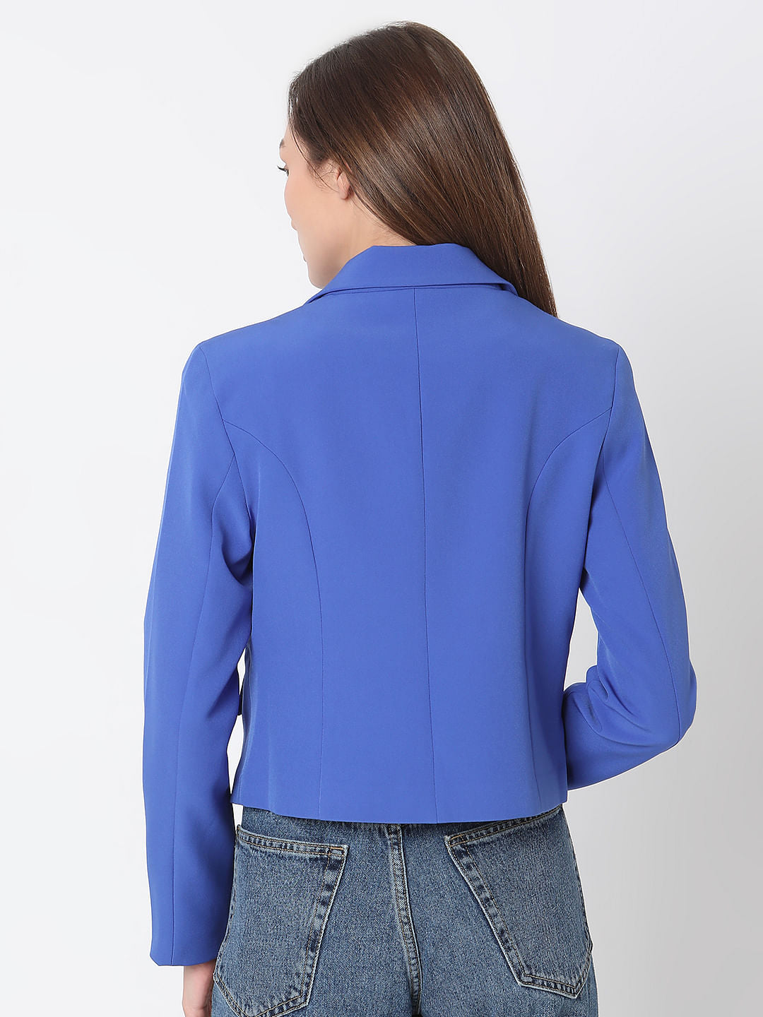 Blue Cropped Tailored Blazer