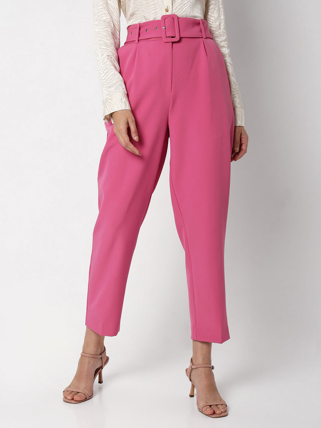Pink High Rise Tailored Co-Ord Set Pants