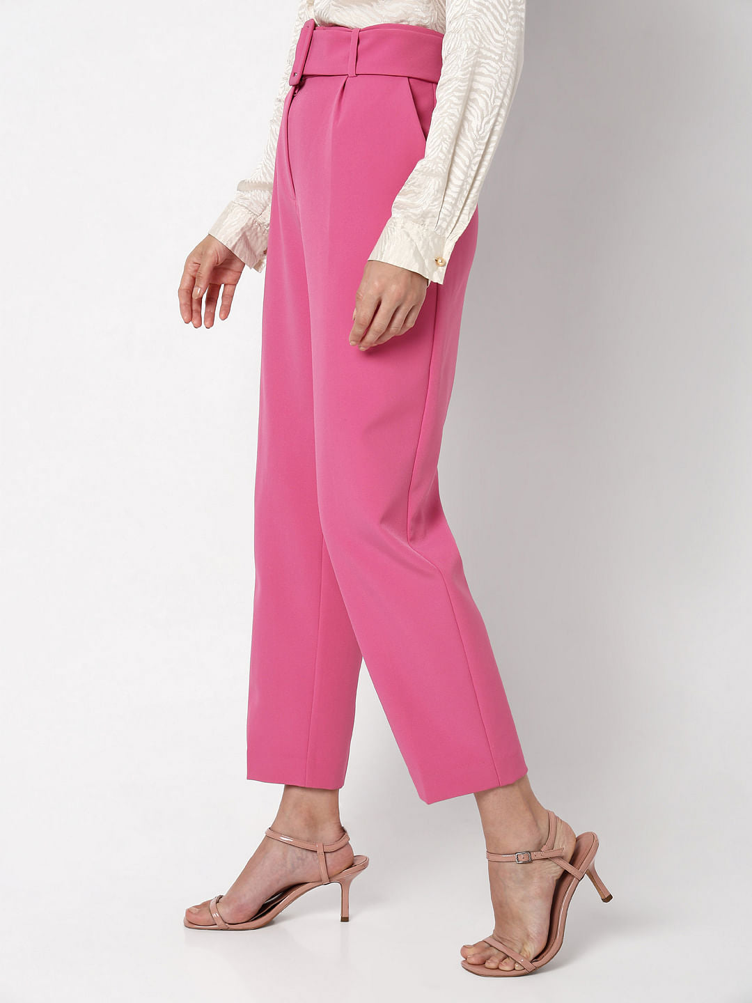 Pink High Rise Tailored Co-Ord Set Pants