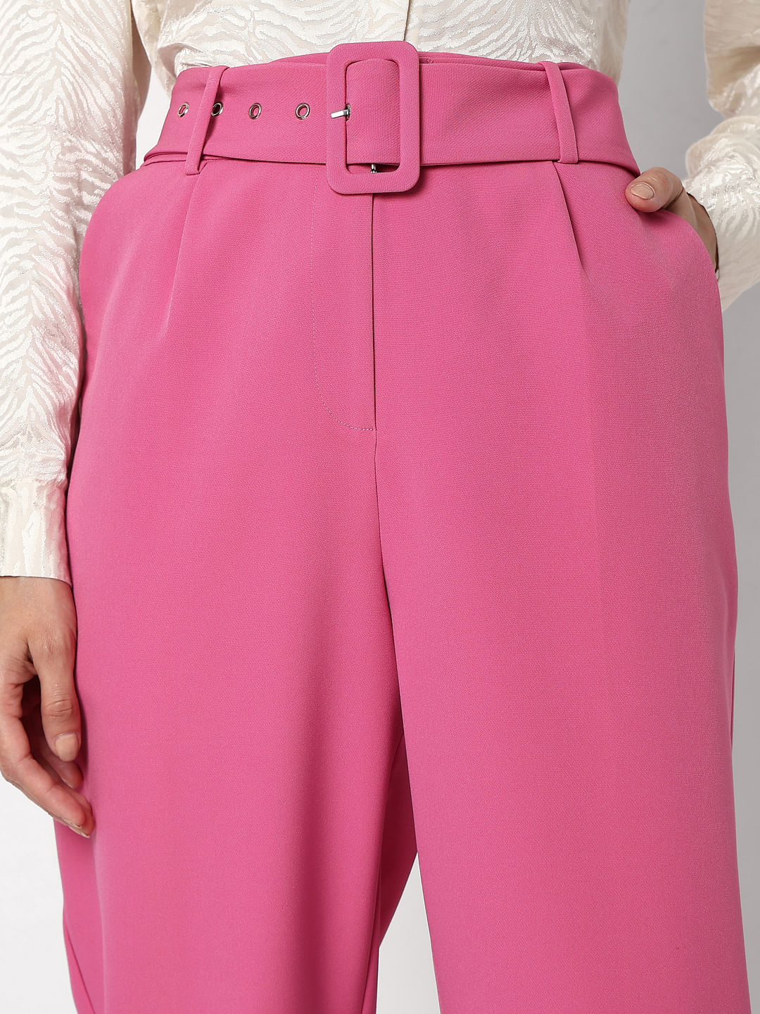 Pink High Rise Tailored Co-Ord Set Pants