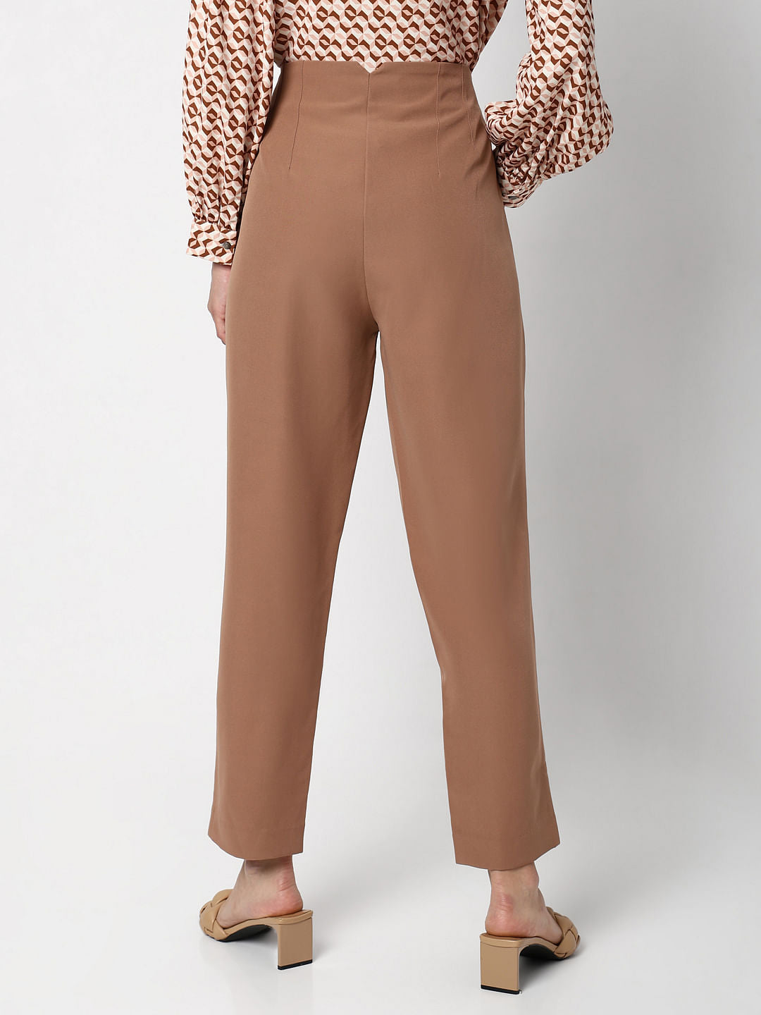 Beige High Rise Straight Fit Co-Ord Set Pants