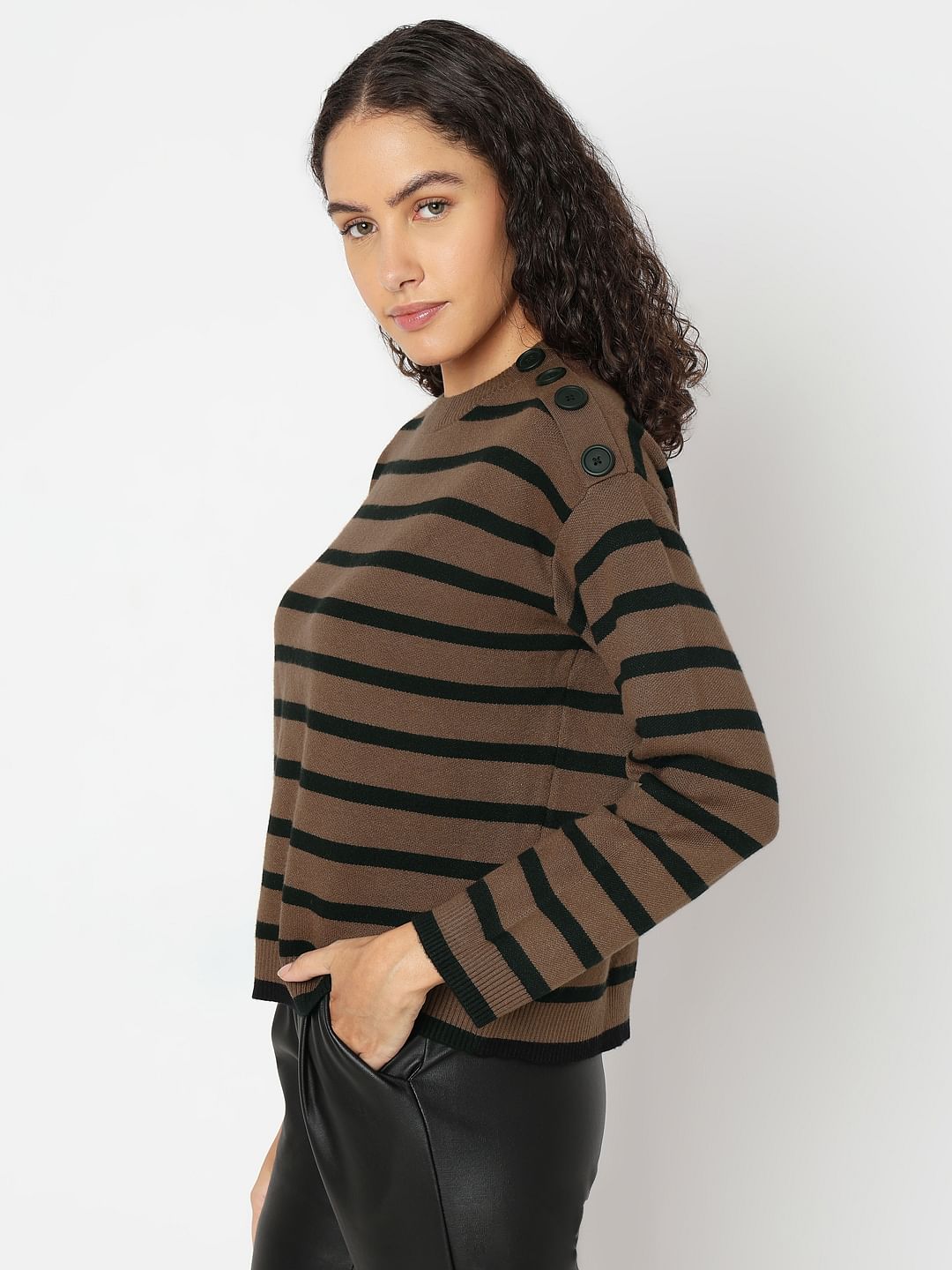 Brown Striped Pullover