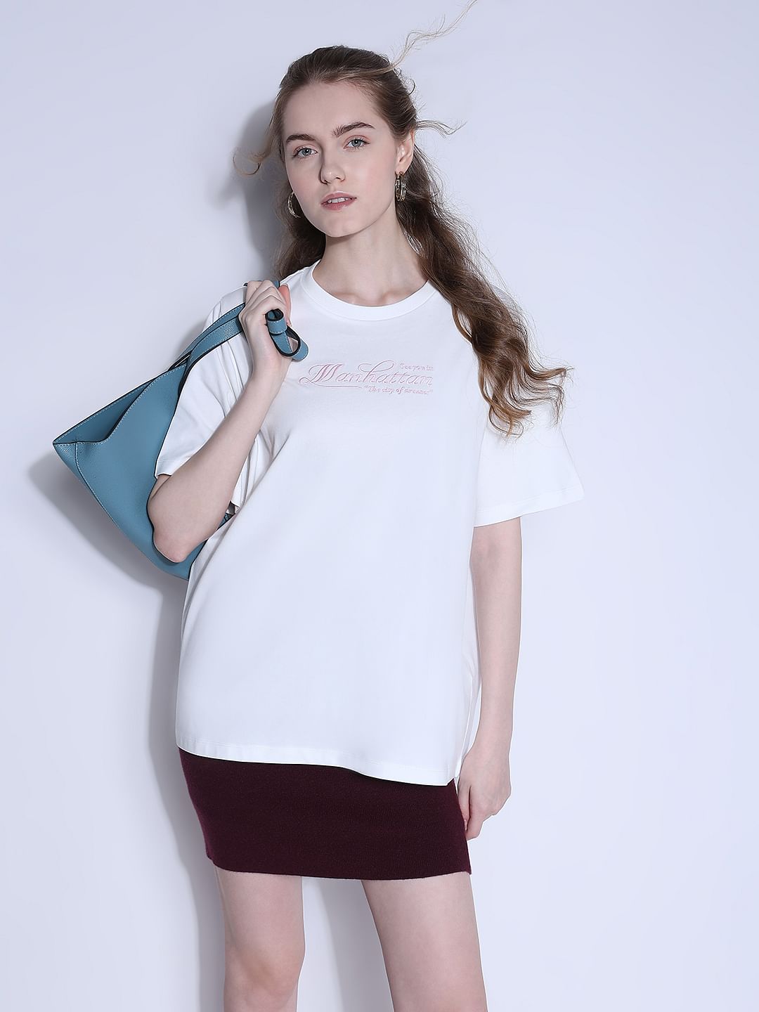 White Text Print Organic Cotton T-Shirt