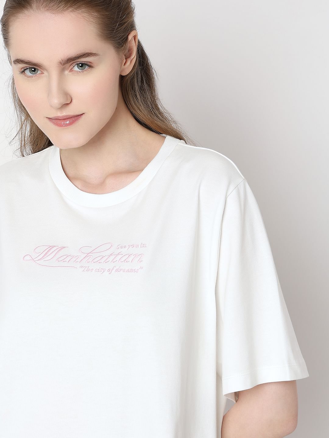 White Text Print Organic Cotton T-Shirt