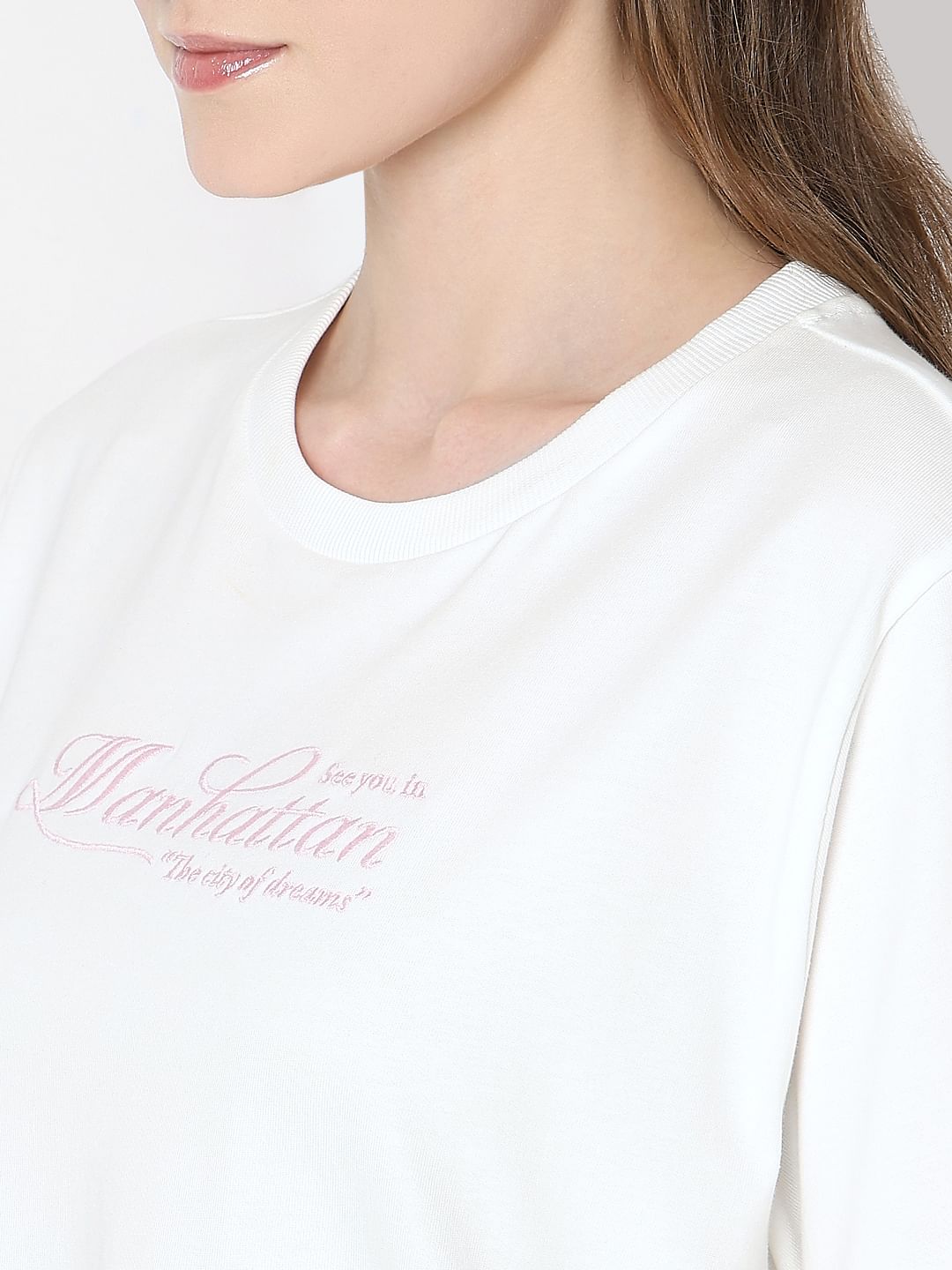 White Text Print Organic Cotton T-Shirt