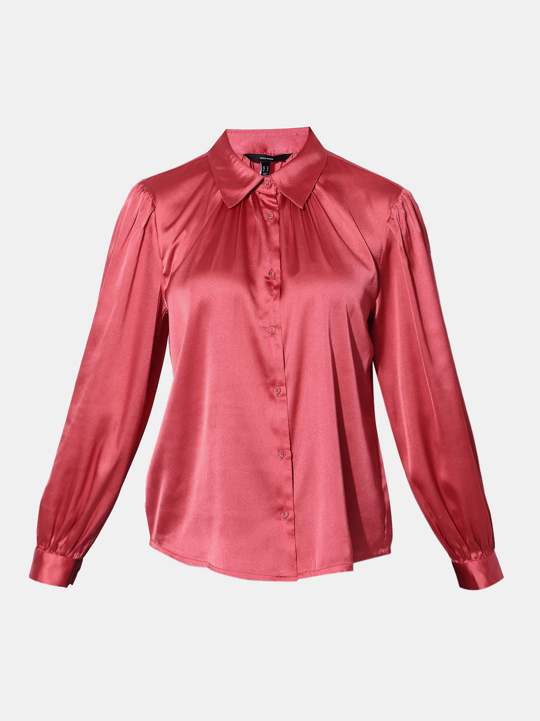 Pink Satin Full Sleeves Shirt