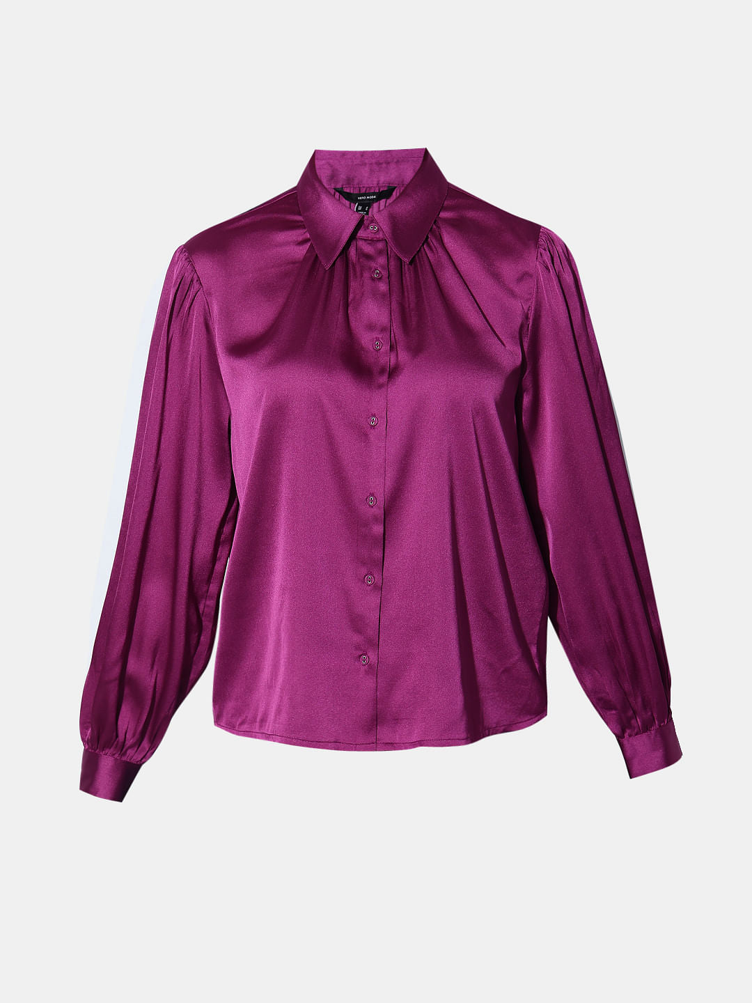 Magenta-Purple Satin Shirt