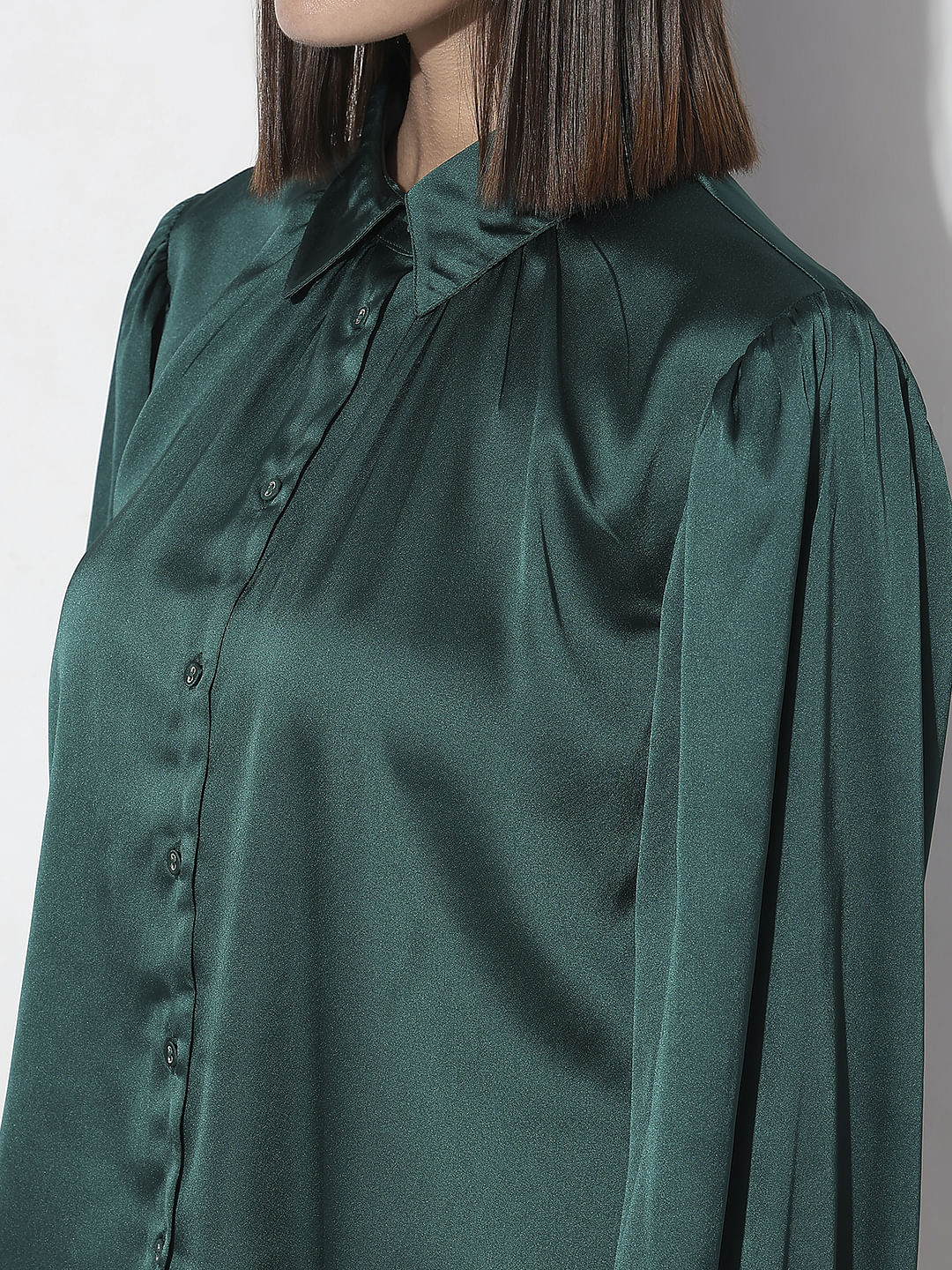 Dark Green Satin Shirt