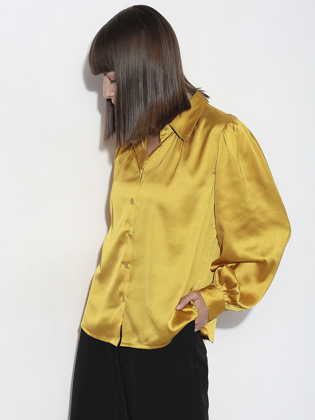 Golden Yellow Satin Shirt