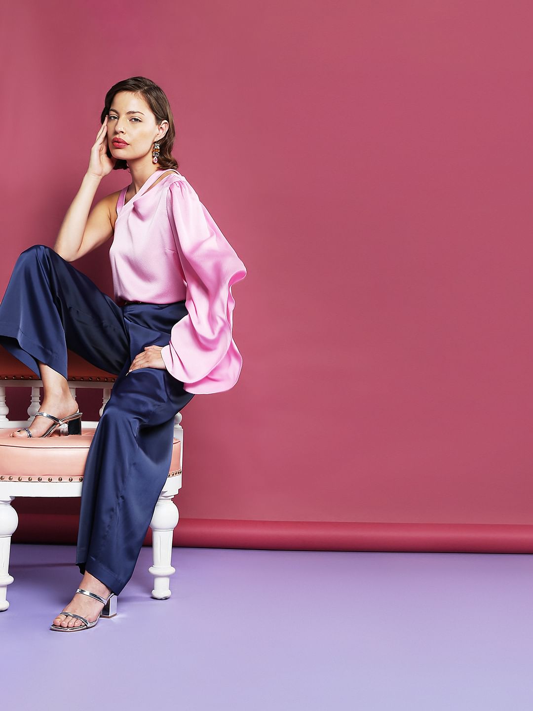 Marquee Pink One Shoulder Top