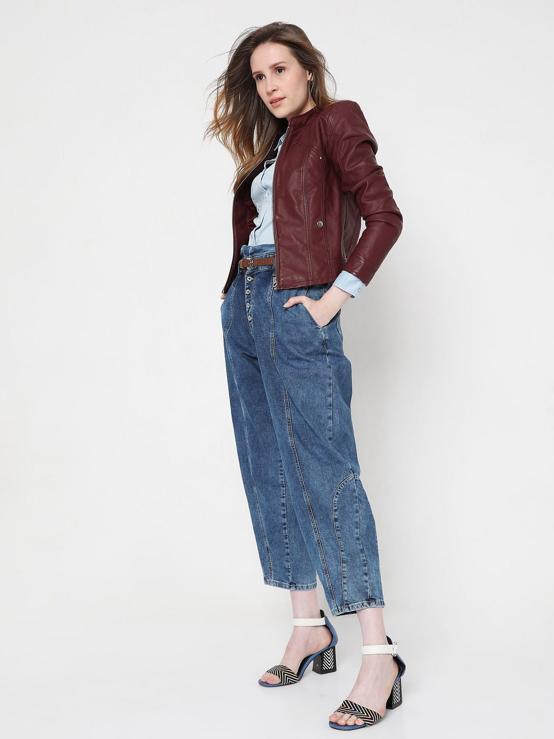 Blue High Rise Mom Jeans