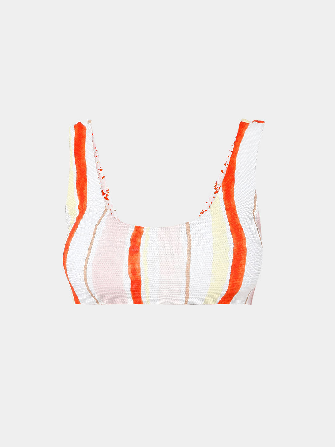 White Striped Swim Top