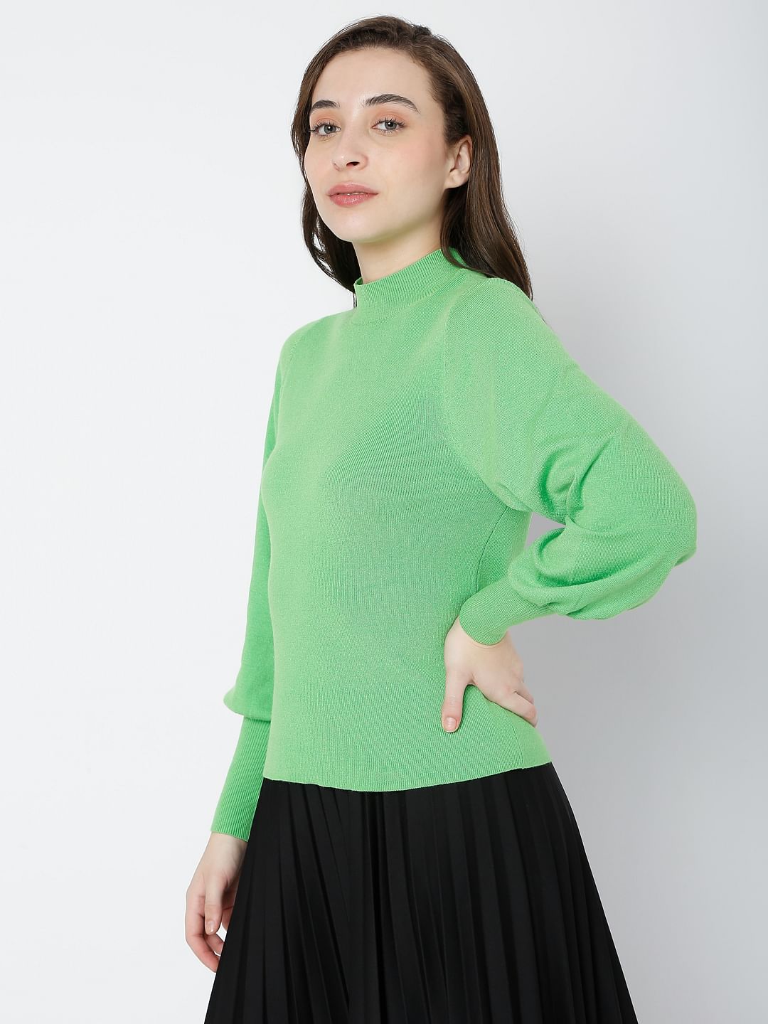 Green High Neck Sweater