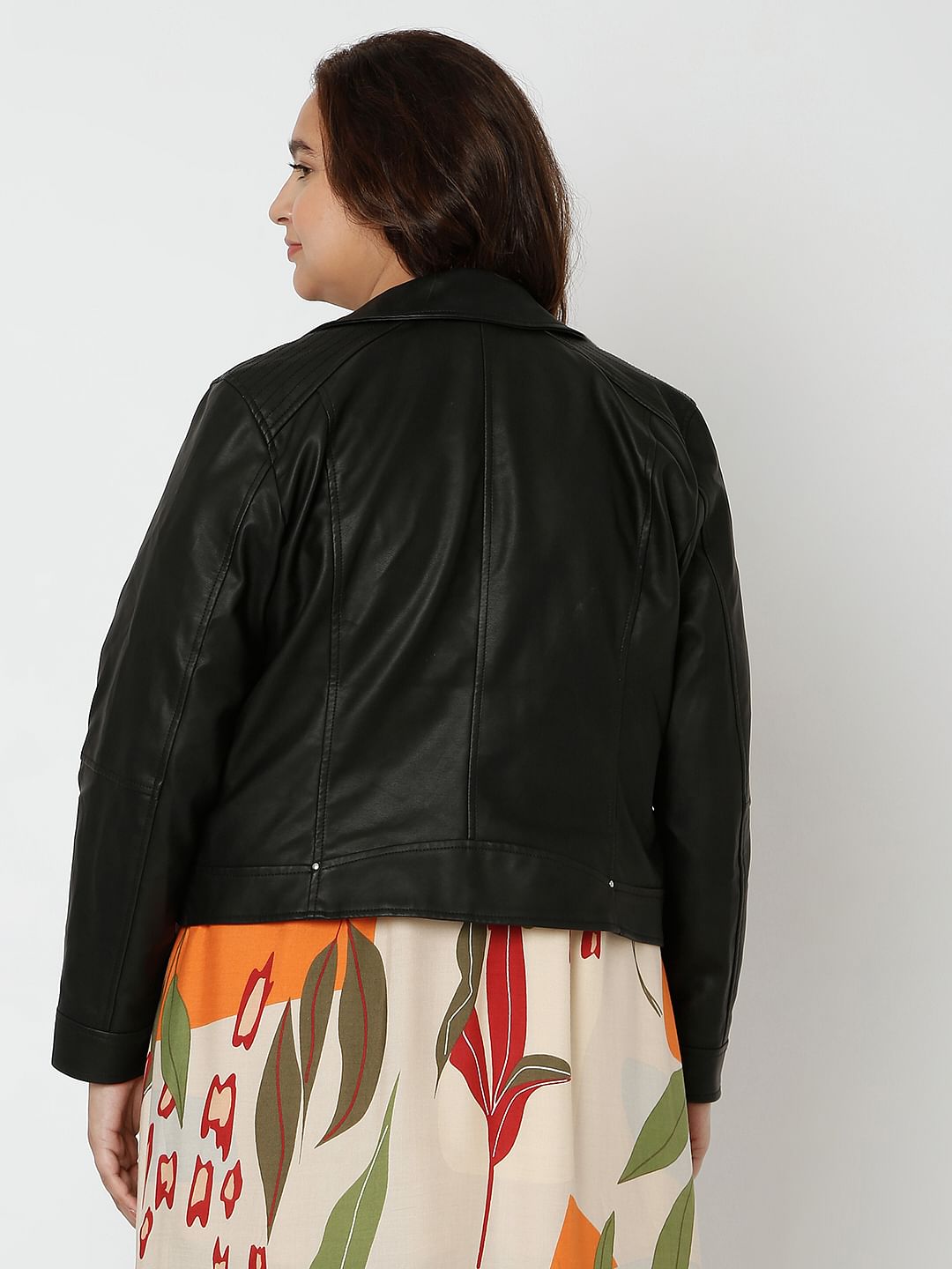 Curve Black Pu Biker Jacket