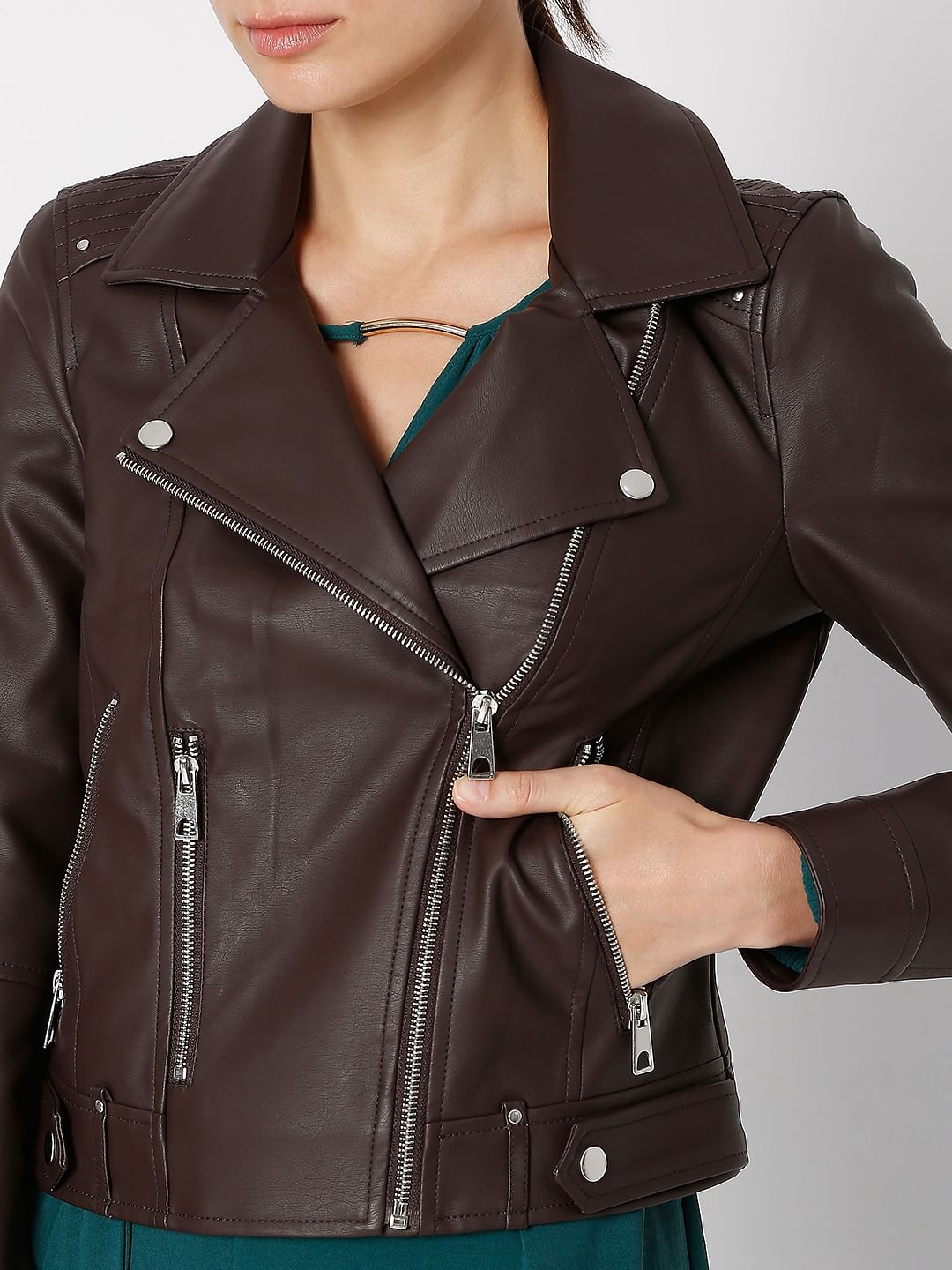 Dark Brown Biker Jacket