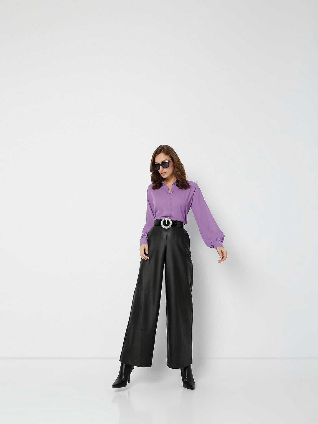 Black High Rise Wide Leg Pants