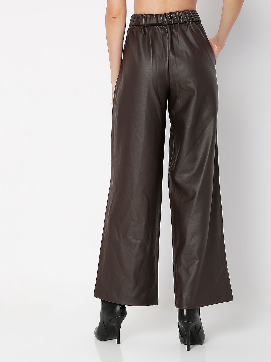 Dark Brown High Rise Wide Leg Pants