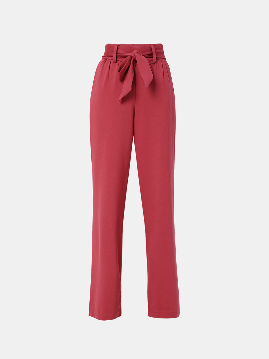 Red High Rise Co-Ord Pants