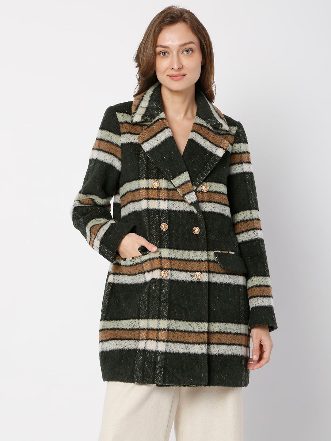 Dark Green Check Coat