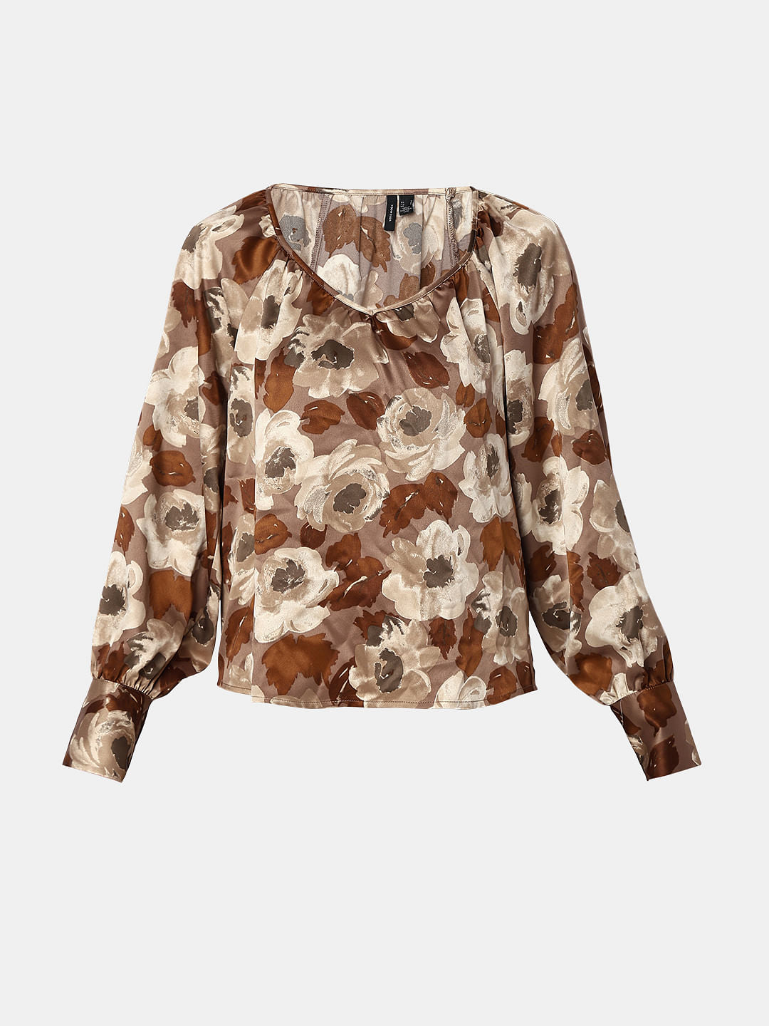 Brown Floral Print Top