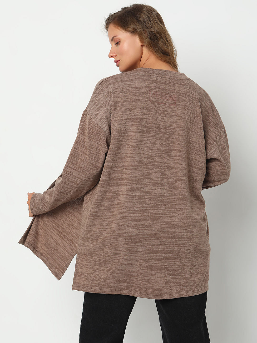 Curve Brown Front-Open Cardigan