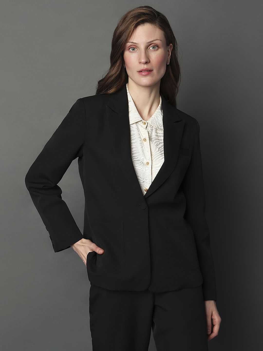 Black Co-Ord Set Formal Blazer