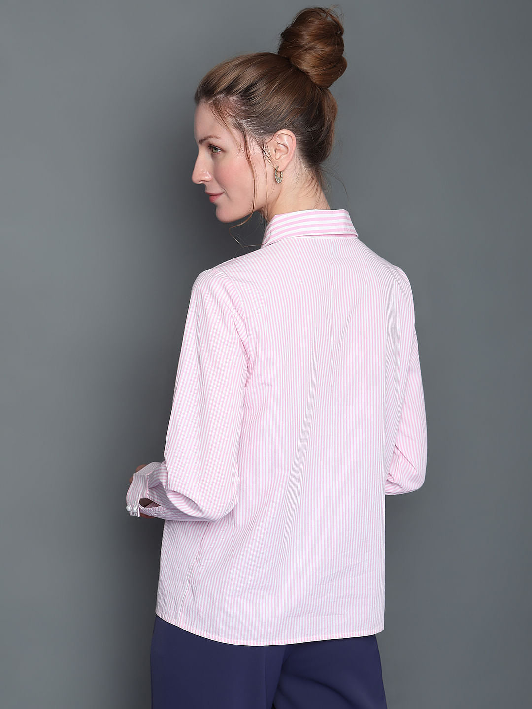 Pink Striped Full Sleeves Shirt