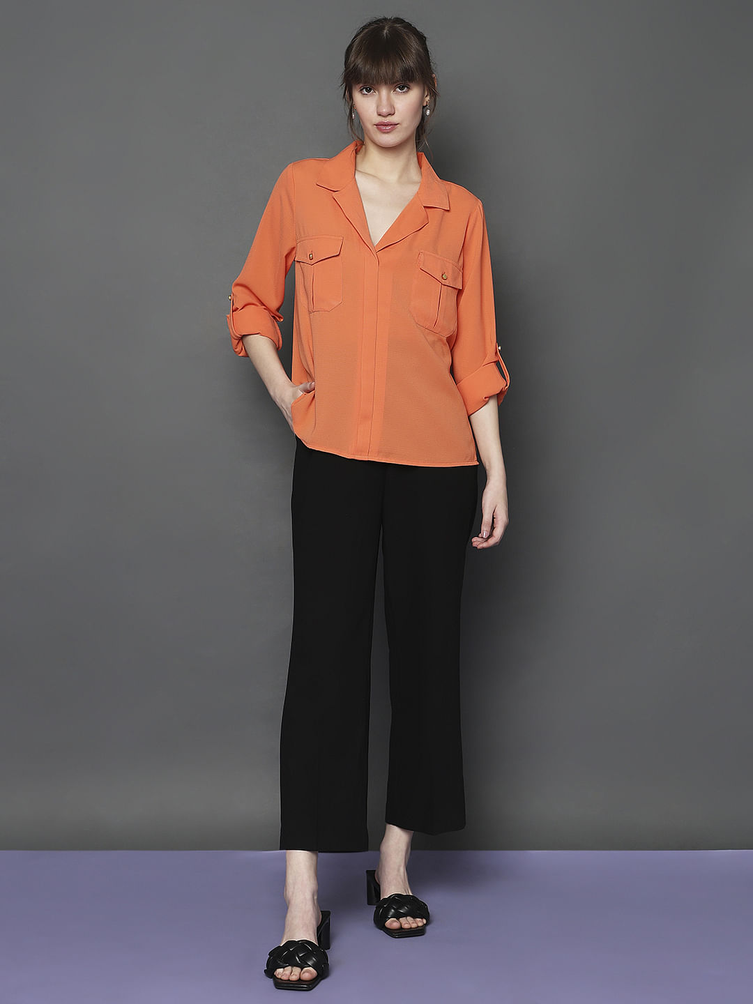 Coral Utility Pockets Shirt