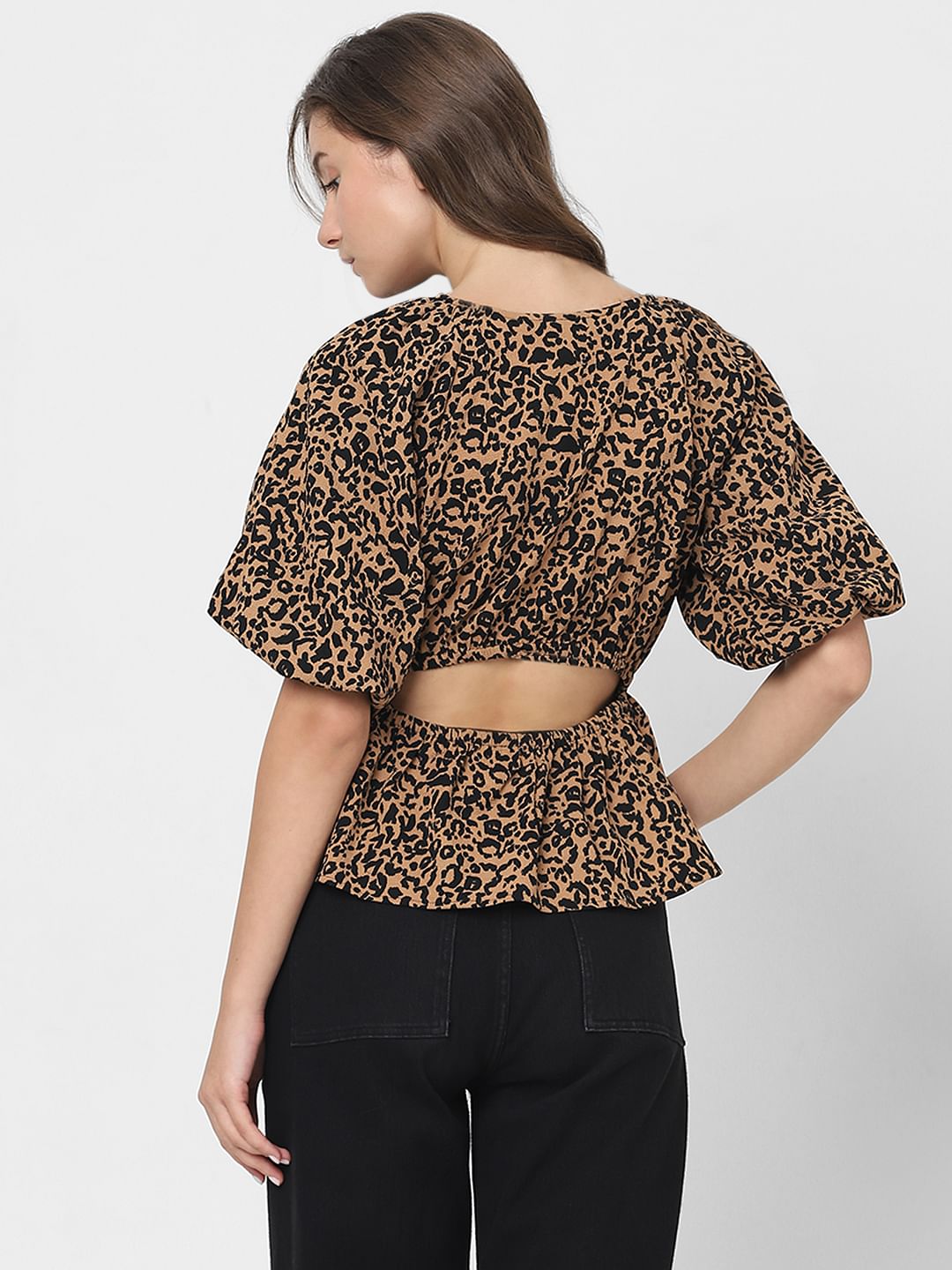 Brown Animal Print Top