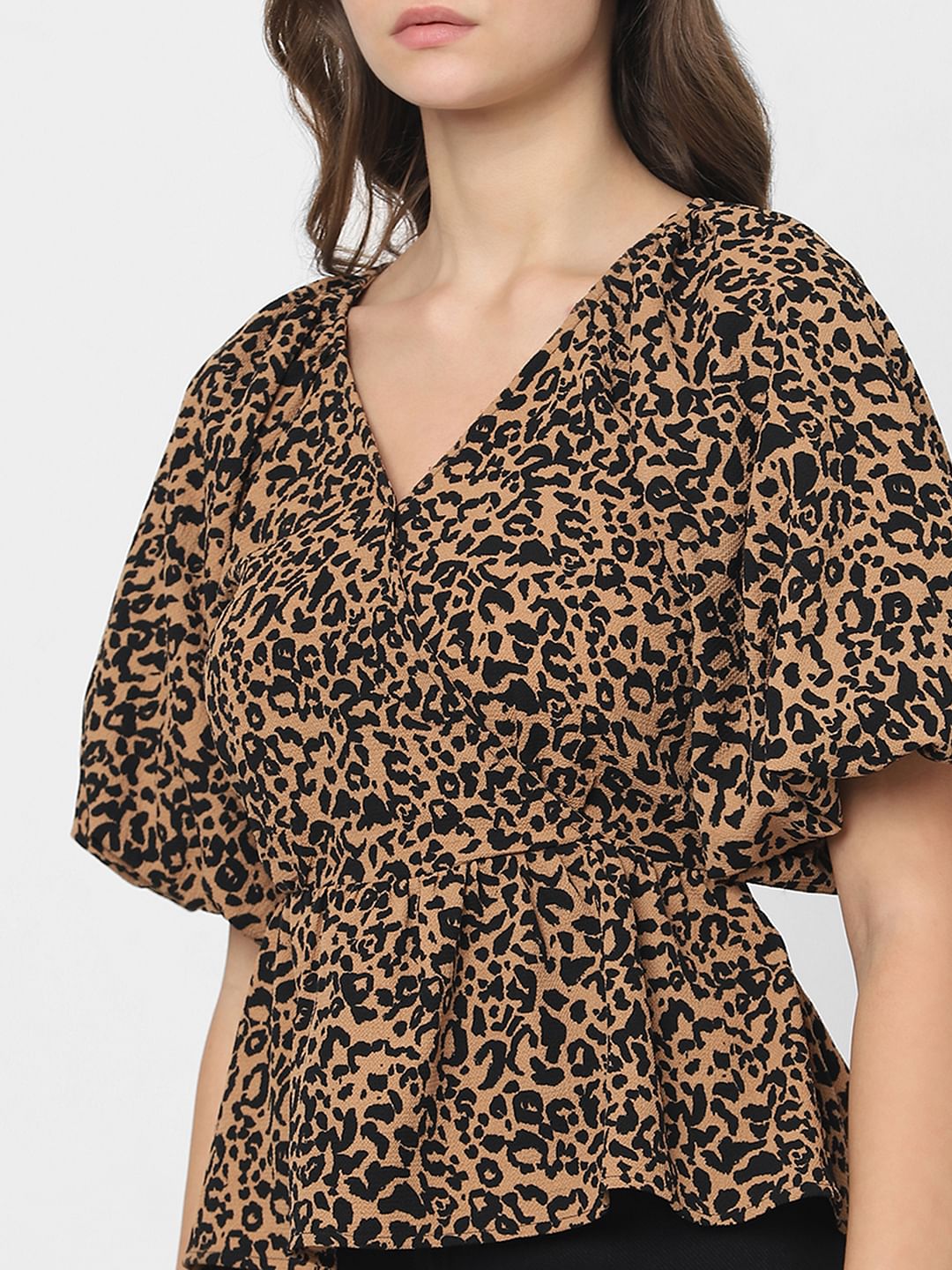 Brown Animal Print Top