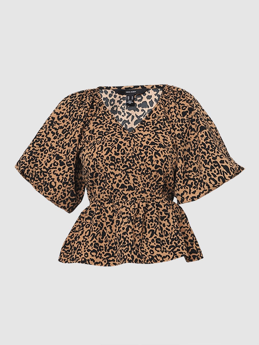 Brown Animal Print Top