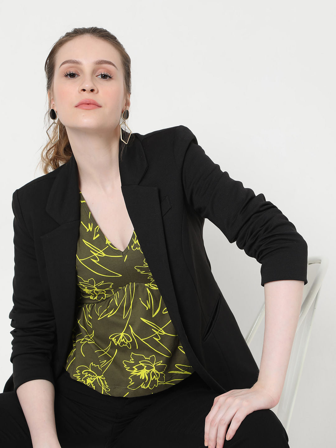 Green Printed Crop Top