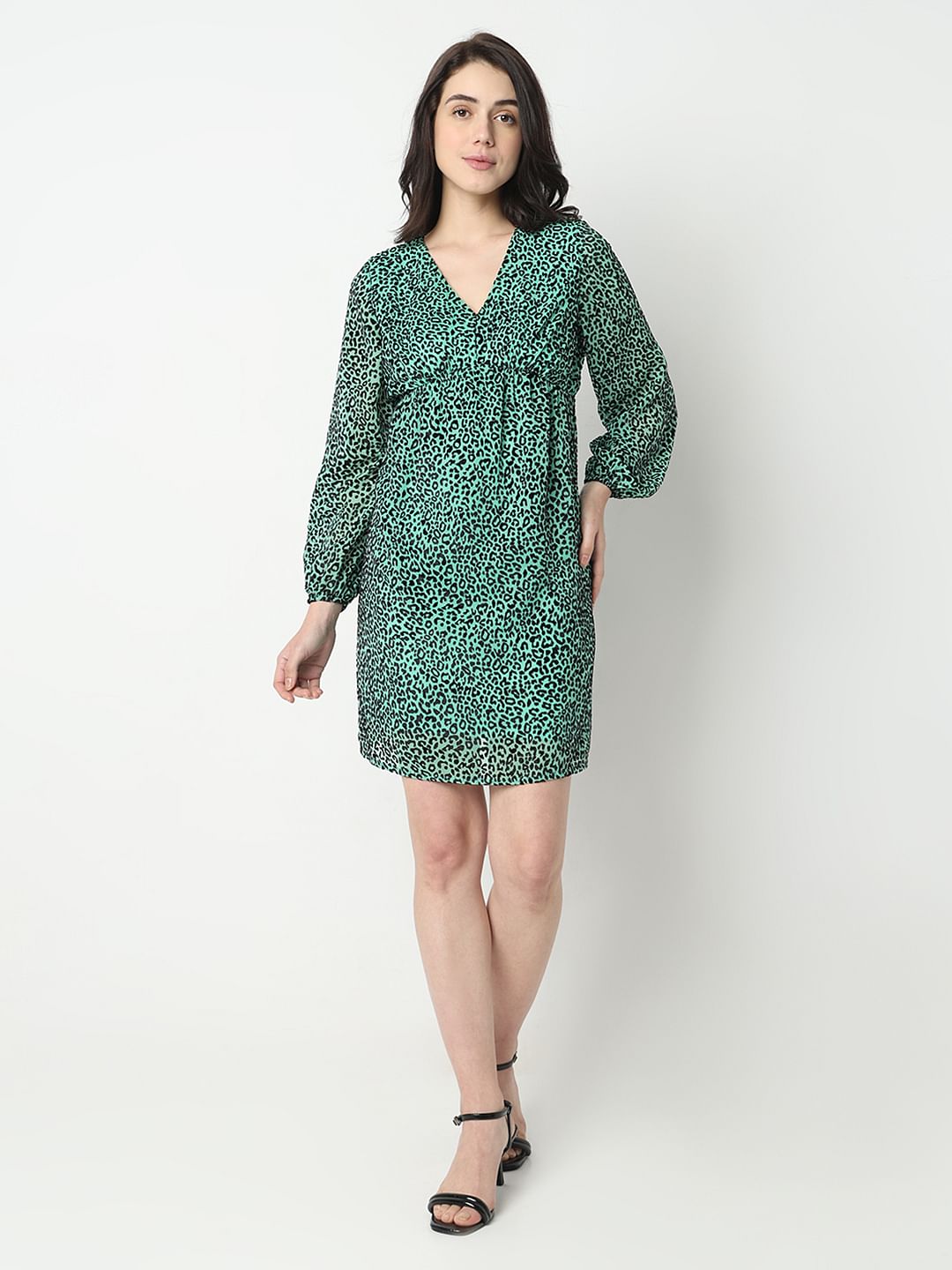 Green Animal Print Dress