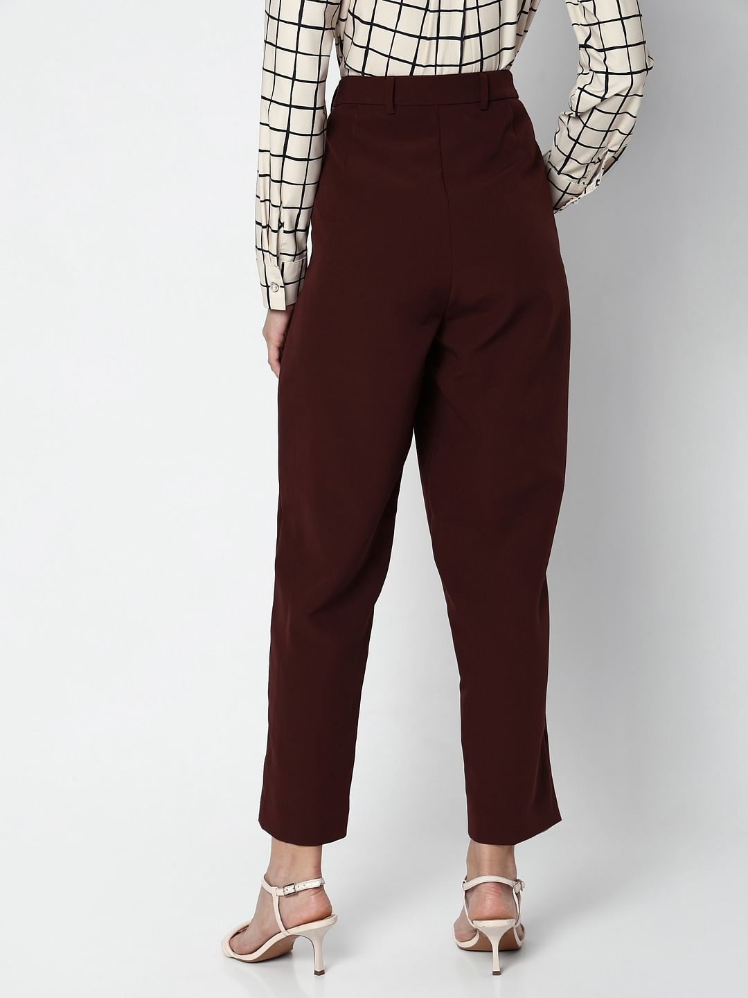 Dark Brown High Rise Straight Fit Pants
