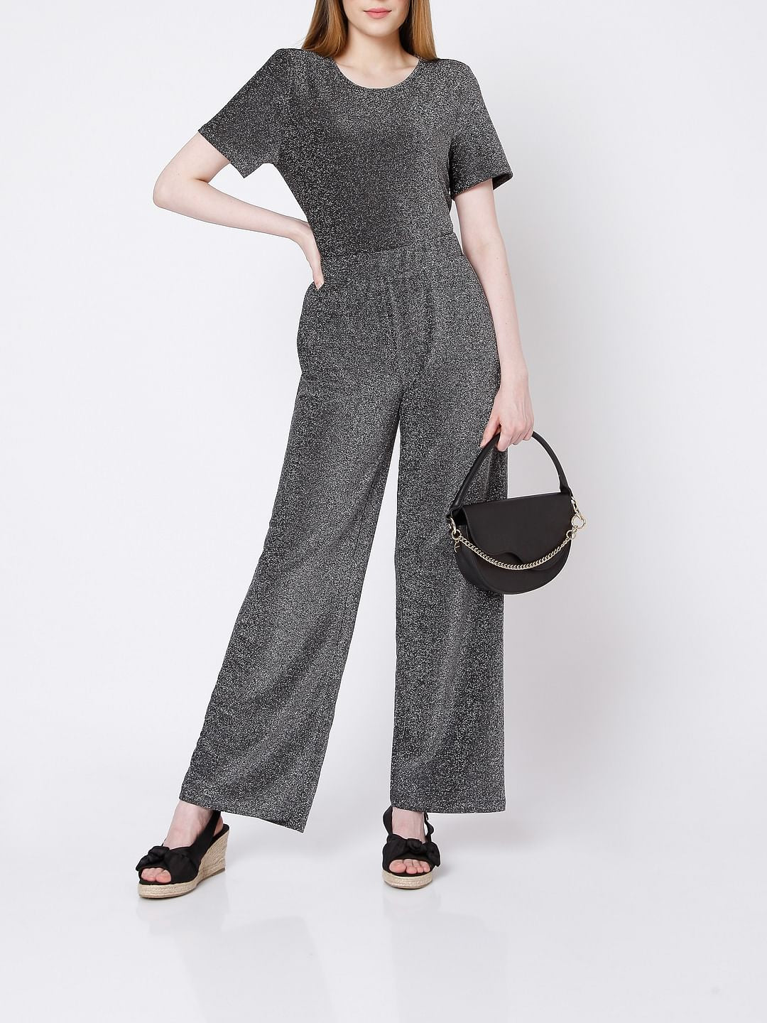 Grey Lurex Co-Ord Pants