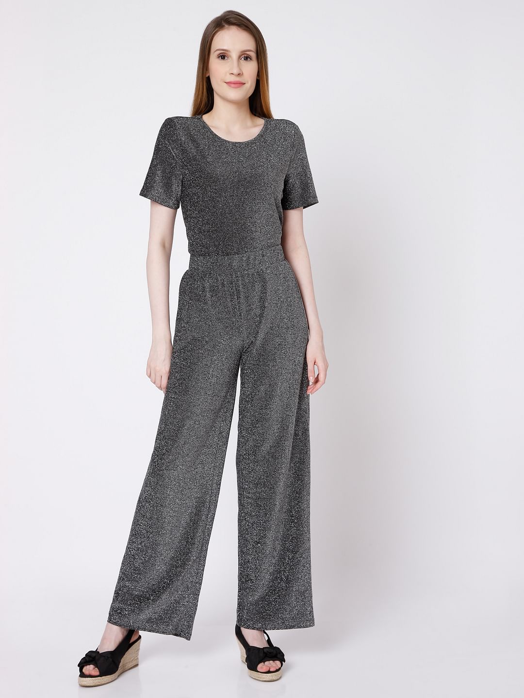 Grey Lurex Co-Ord Pants