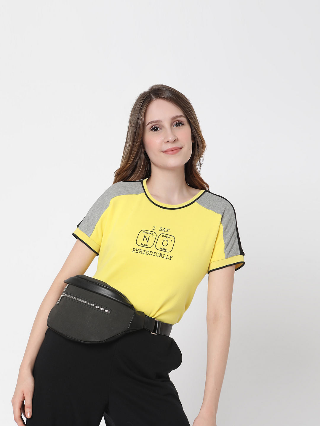 Yellow Graphic Slogan Print T-Shirt
