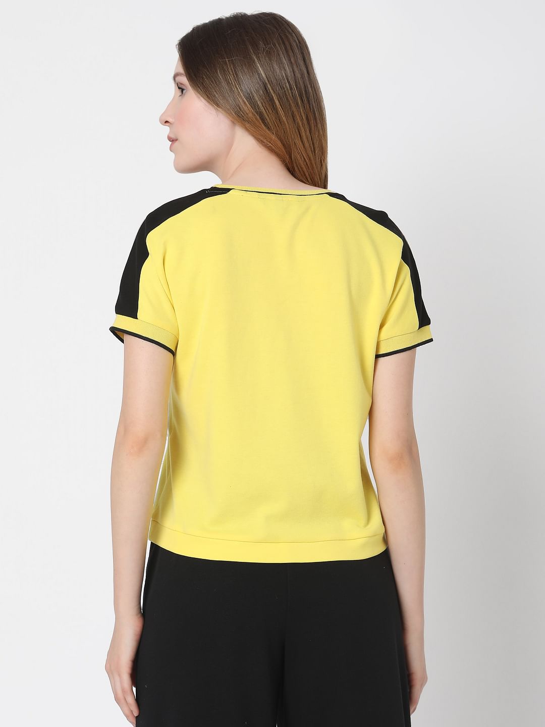 Yellow Graphic Slogan Print T-Shirt