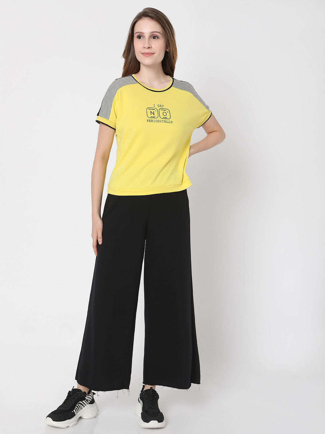 Yellow Graphic Slogan Print T-Shirt