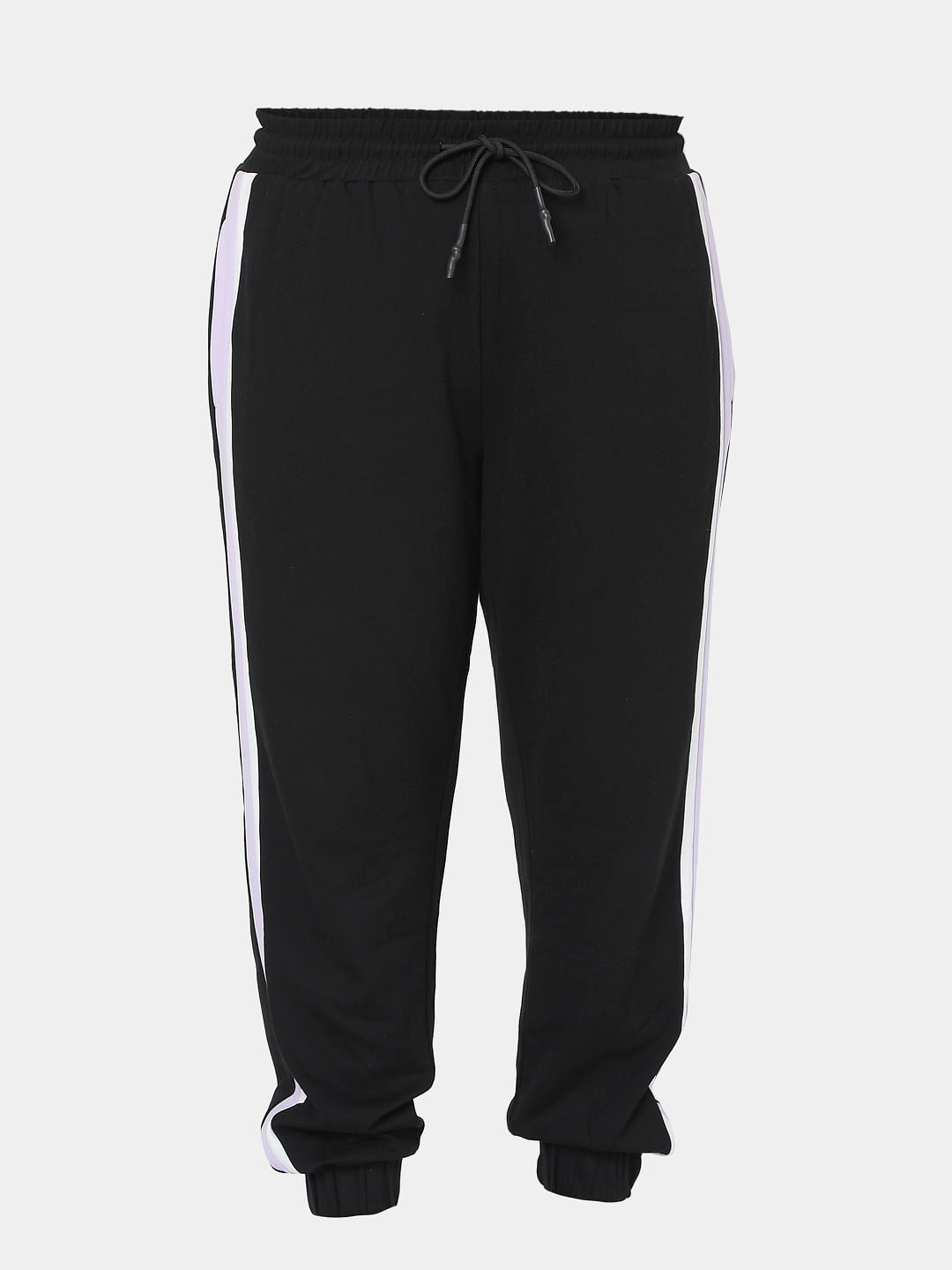 Curve Black Colourblocked Jogger Sweatpants