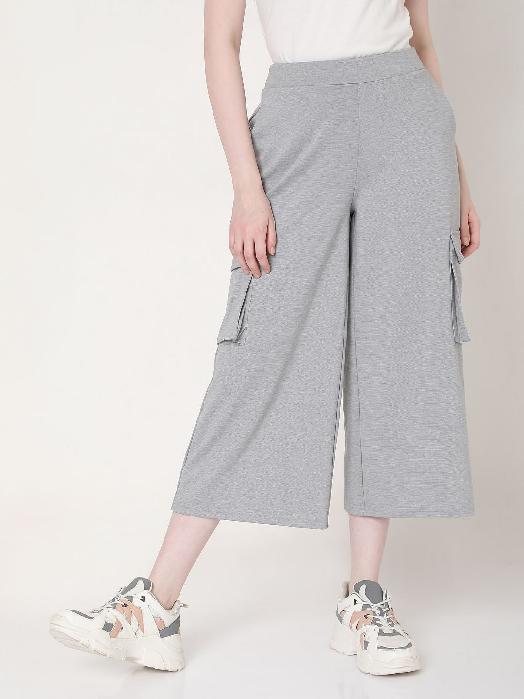 Grey High Rise Culottes