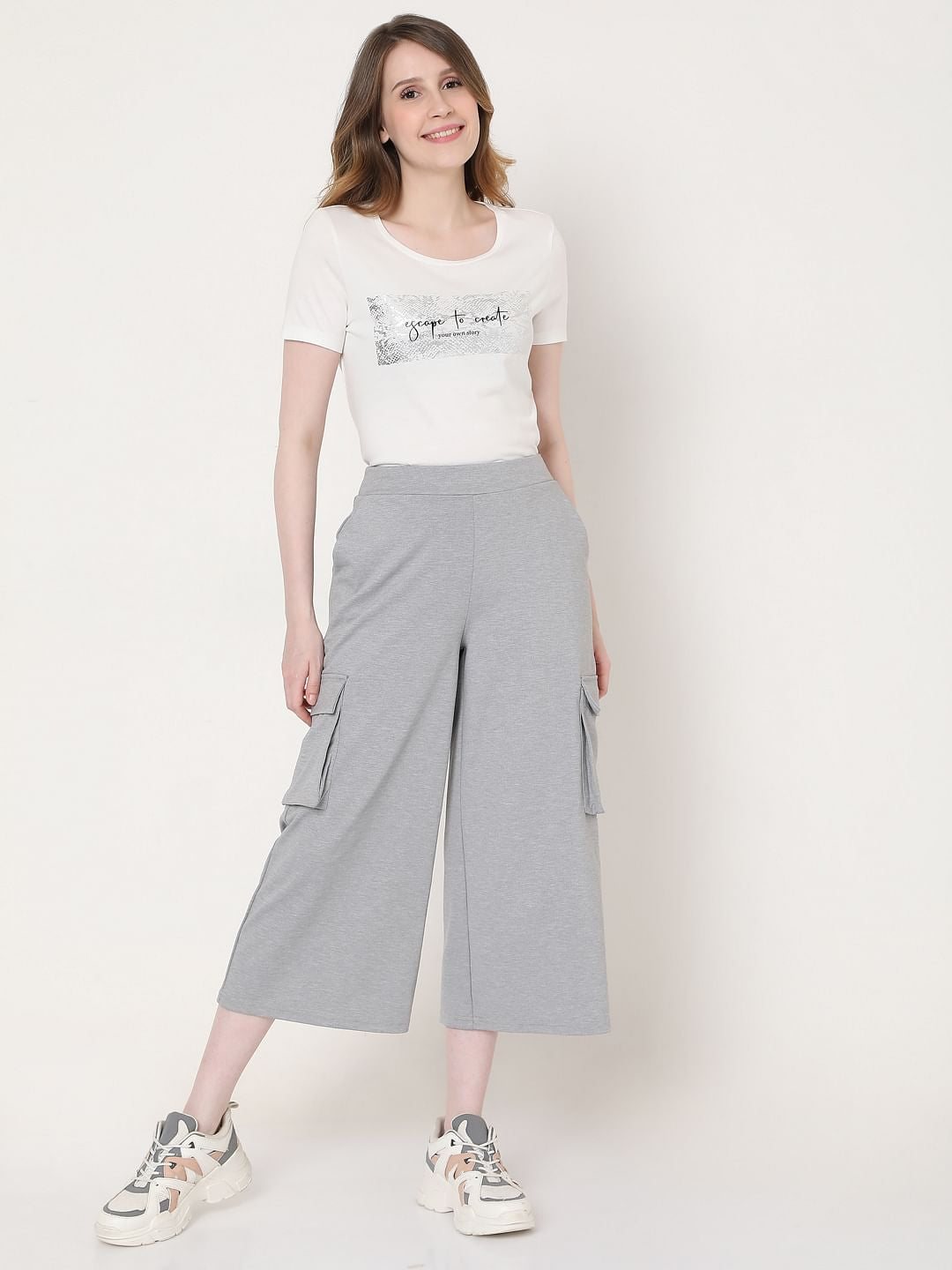 Grey High Rise Culottes